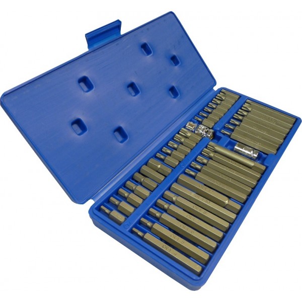 40-Piece Professional Socket Bit Set - Star/Hex/Torx Bits in Blue Case